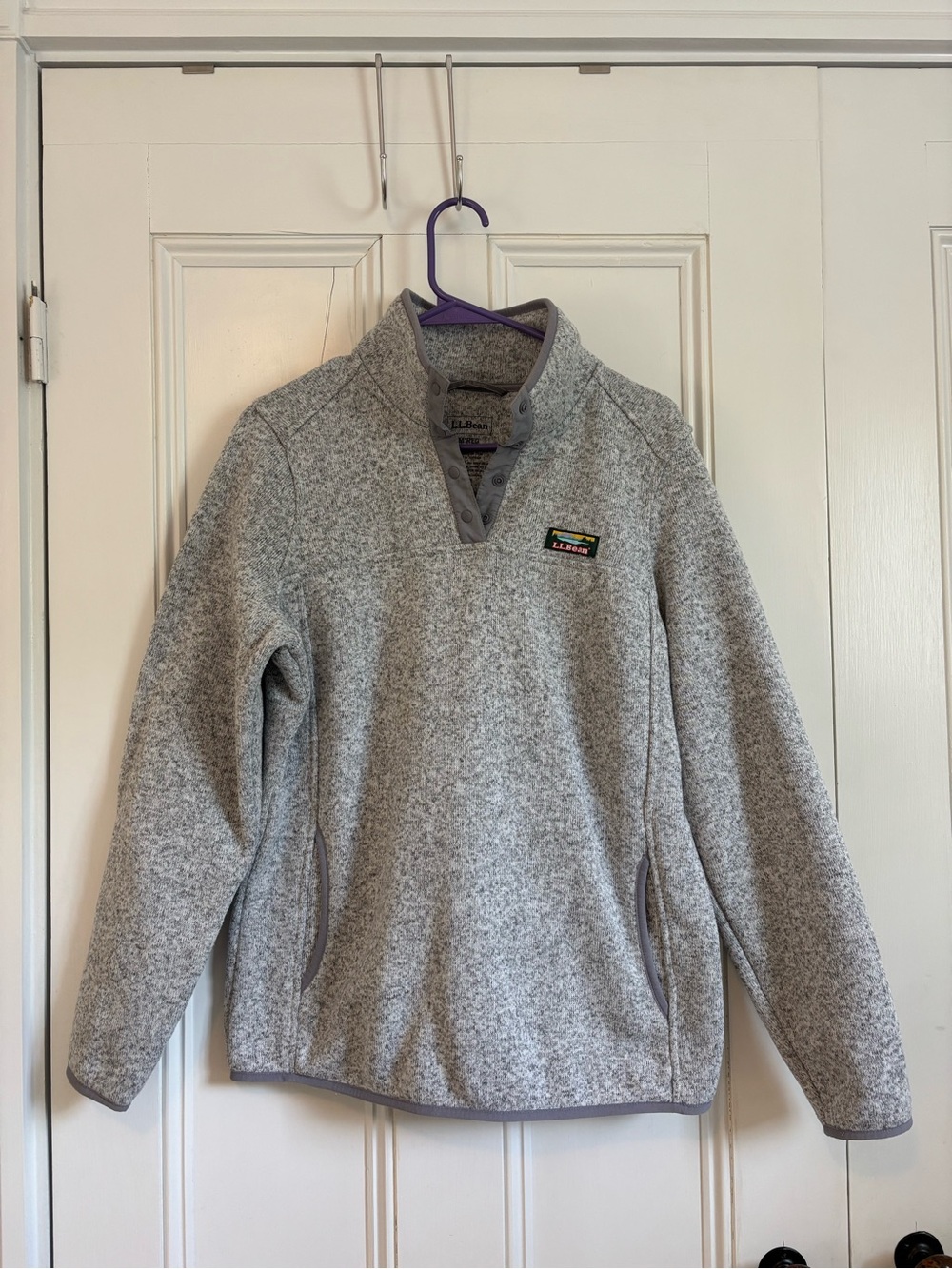 L.L. Bean Heather Gray Quarter-Snap Fleece Pullover